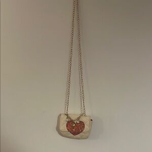 Cream Quilted Heart Chain Bag